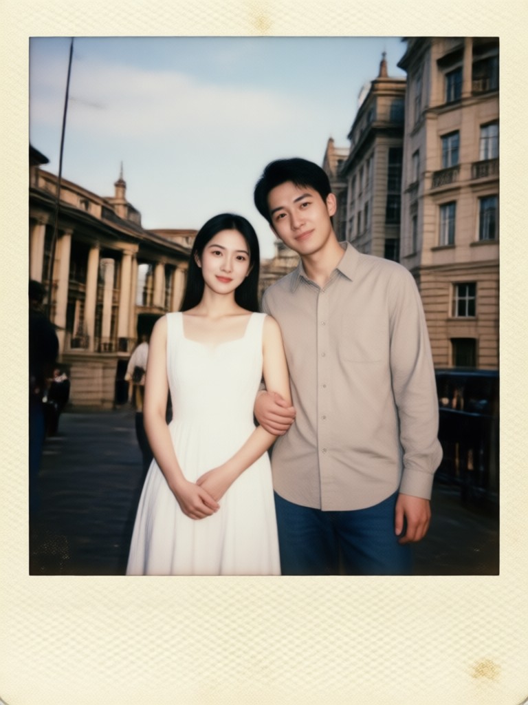 Holiday themed Polaroid couple generator output