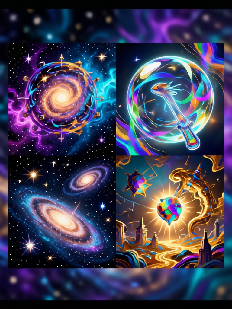 Fantasy character grid showing four different outfits