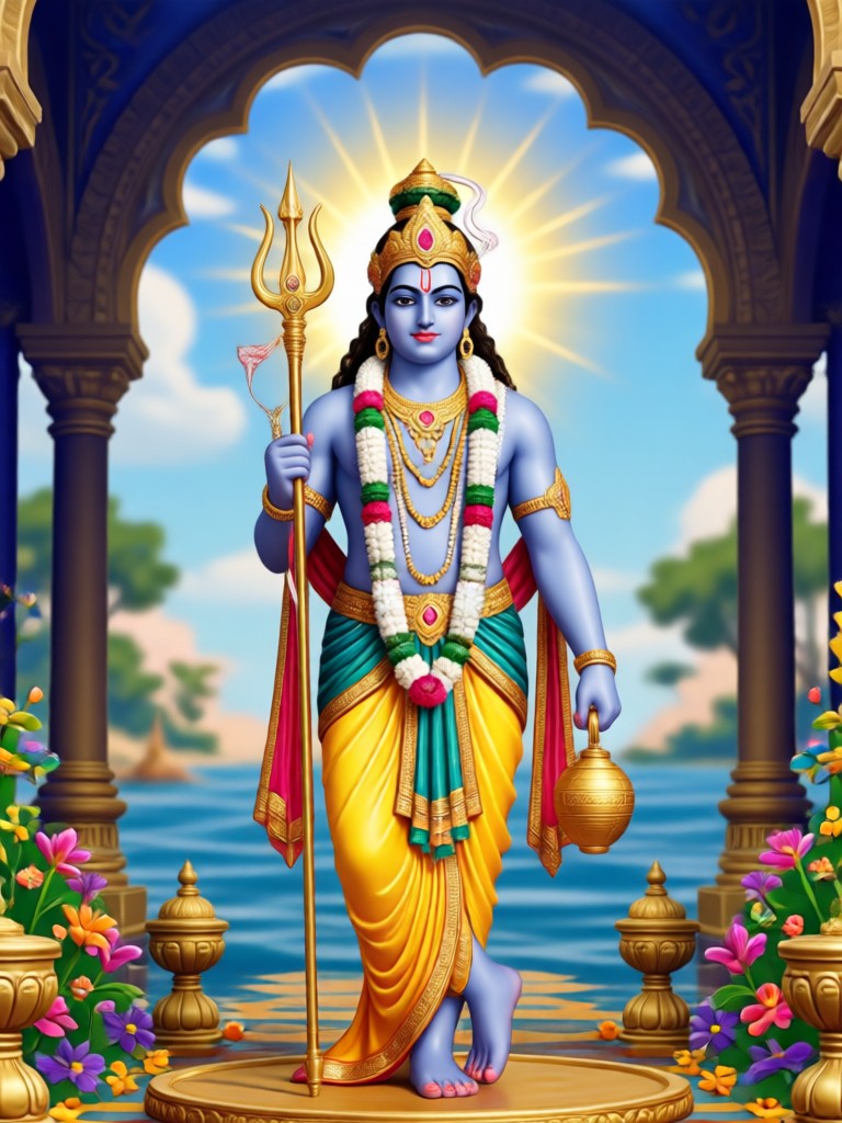 AI-generated traditional Lord Krishna image with flute