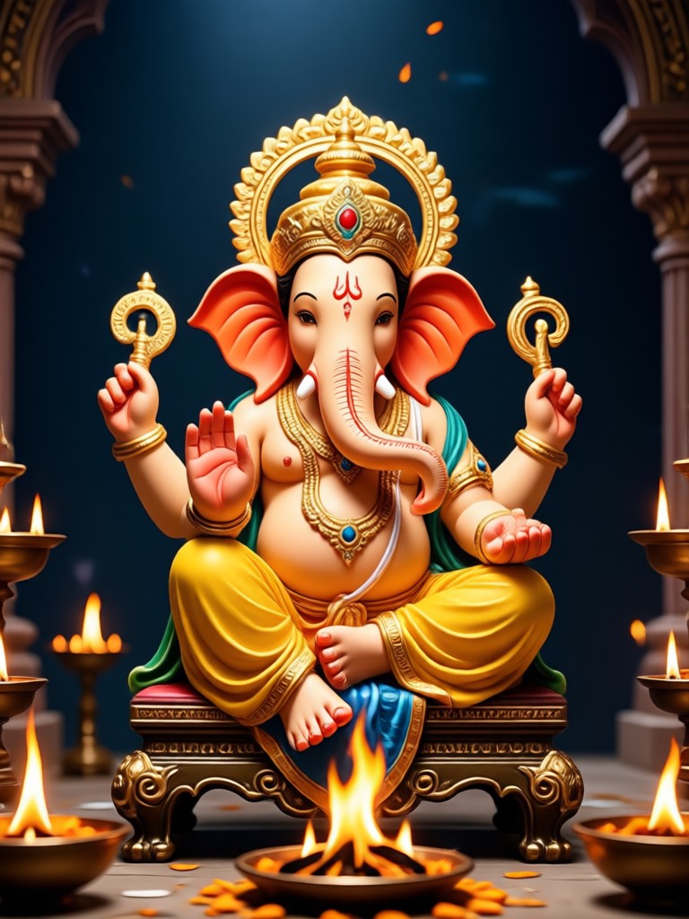 Colorful Ganesh Aarti photo for festivals