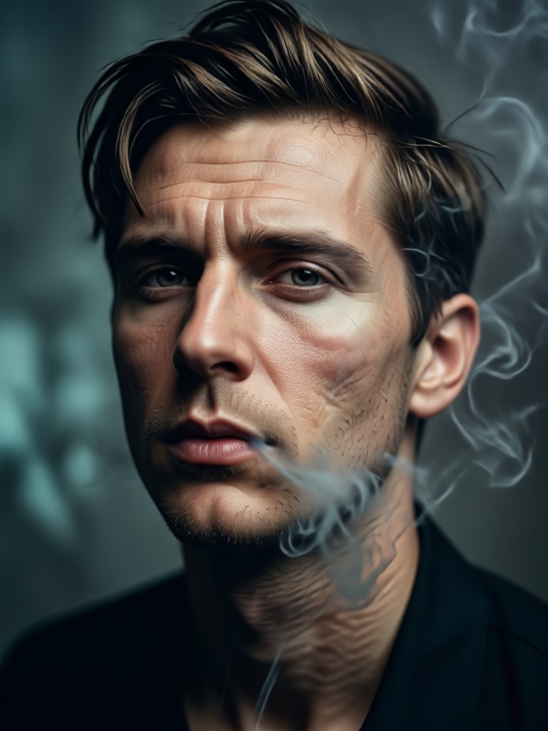 fantasy style portrait with ethereal smoke