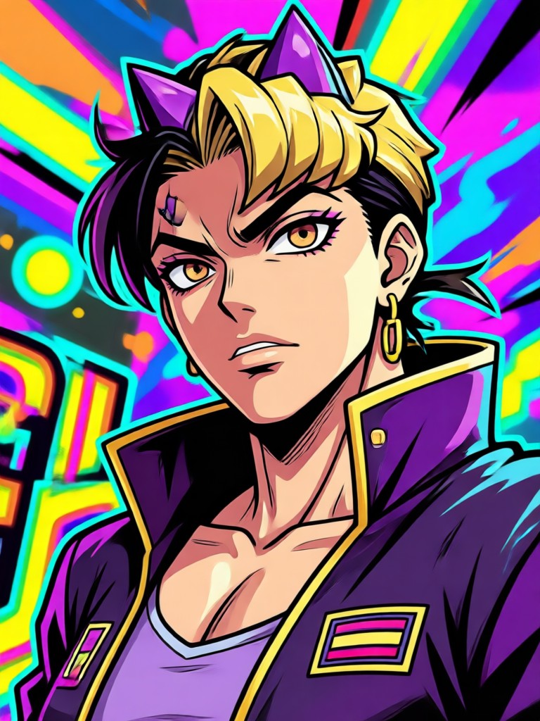 JoJo filter transformation example with dramatic pose