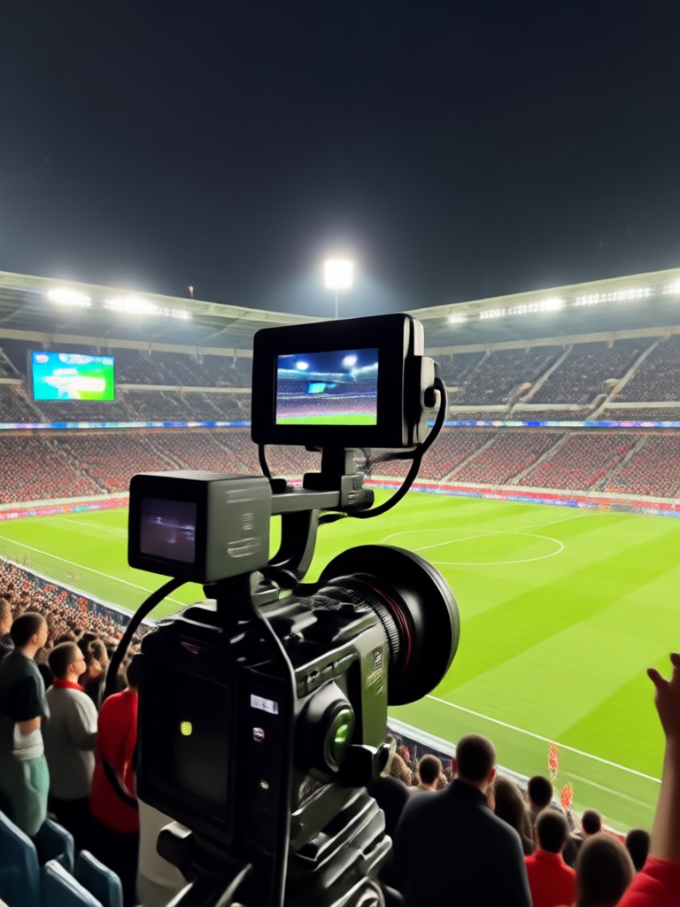Group photo with dynamic stadium crowd background AI effect