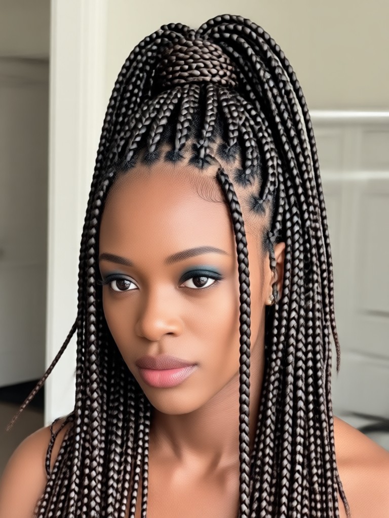 Long blonde and brown ombre box braids