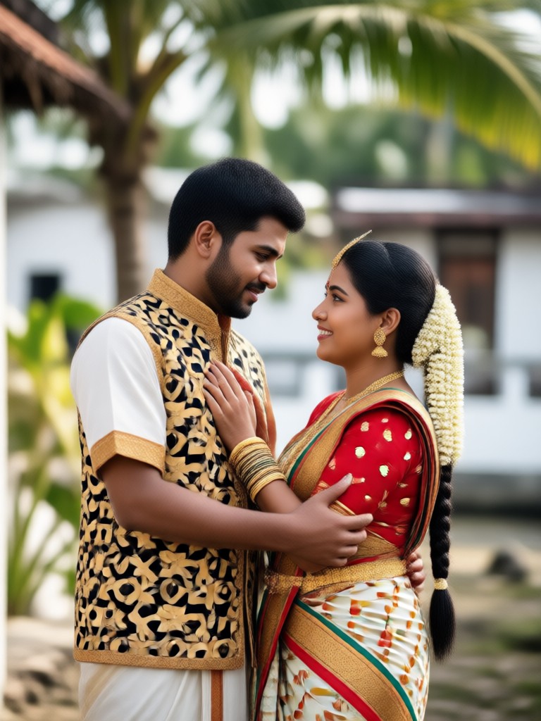 Malayali bride and groom in full wedding regalia AI generated