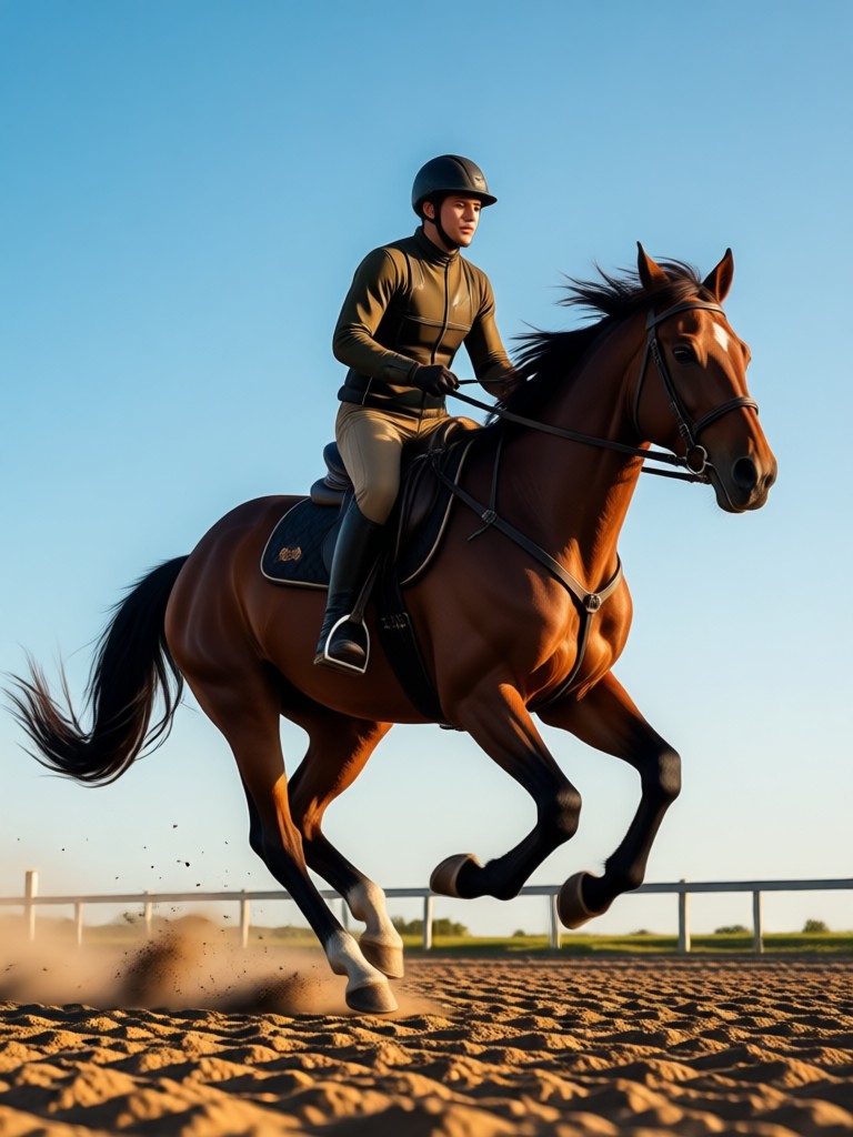 AI horse riding in a mystical forest at dawn