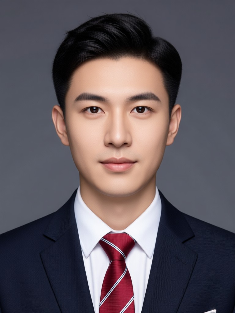 Before and after ID photo with business suit