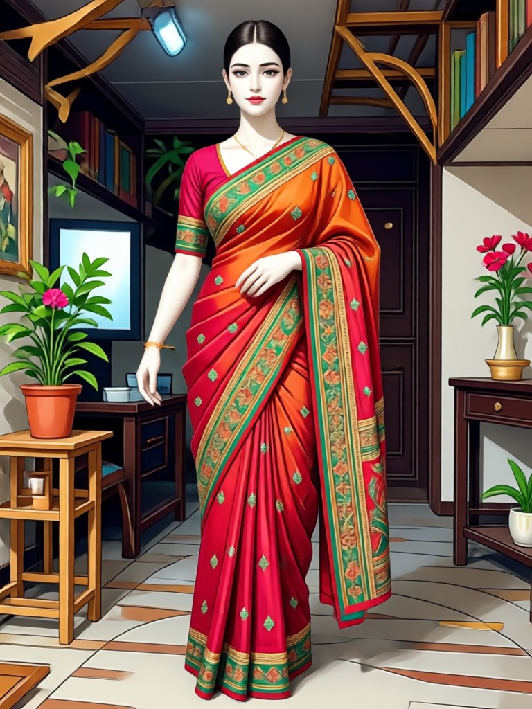 AI Modern Indigo Georgette Saree