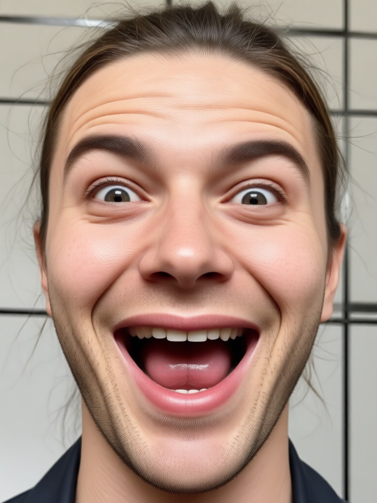 Filtro facial engraçado estilo meme com características exageradas