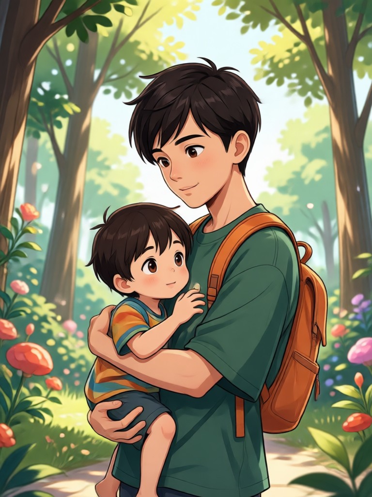 Watercolor art style reunion with younger self