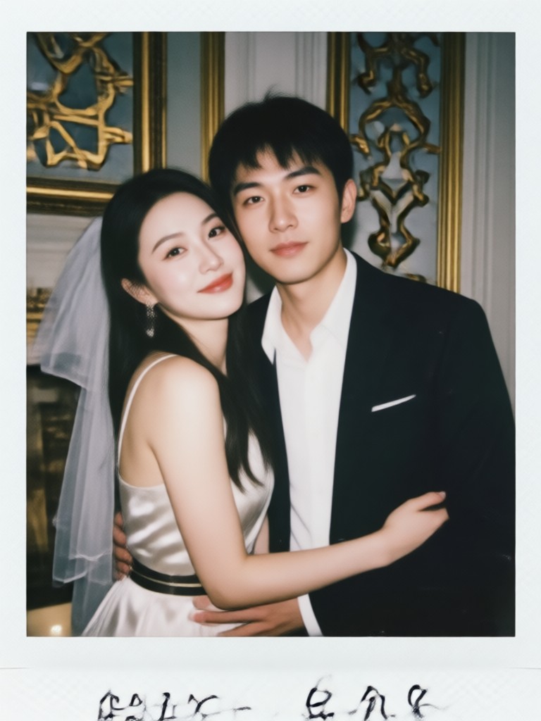 Vintage 70s style Polaroid couple at a fair