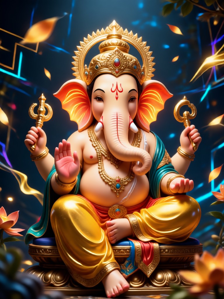 Watercolor style portrait of Lord Ganesha