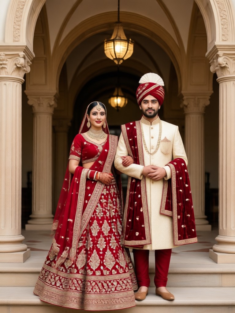 Casual pre wedding lehenga sherwani photoshoot