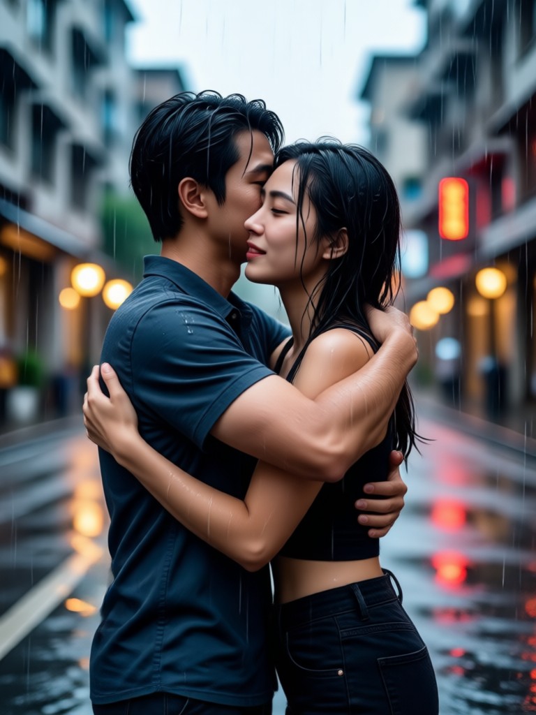 Realistic monsoon hug with wind and lighting effects