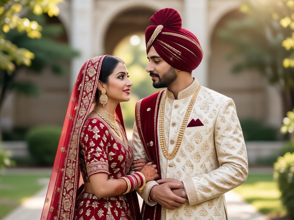Buat Lehenga Sherwani Couple Photo Generator dengan sekali ketuk