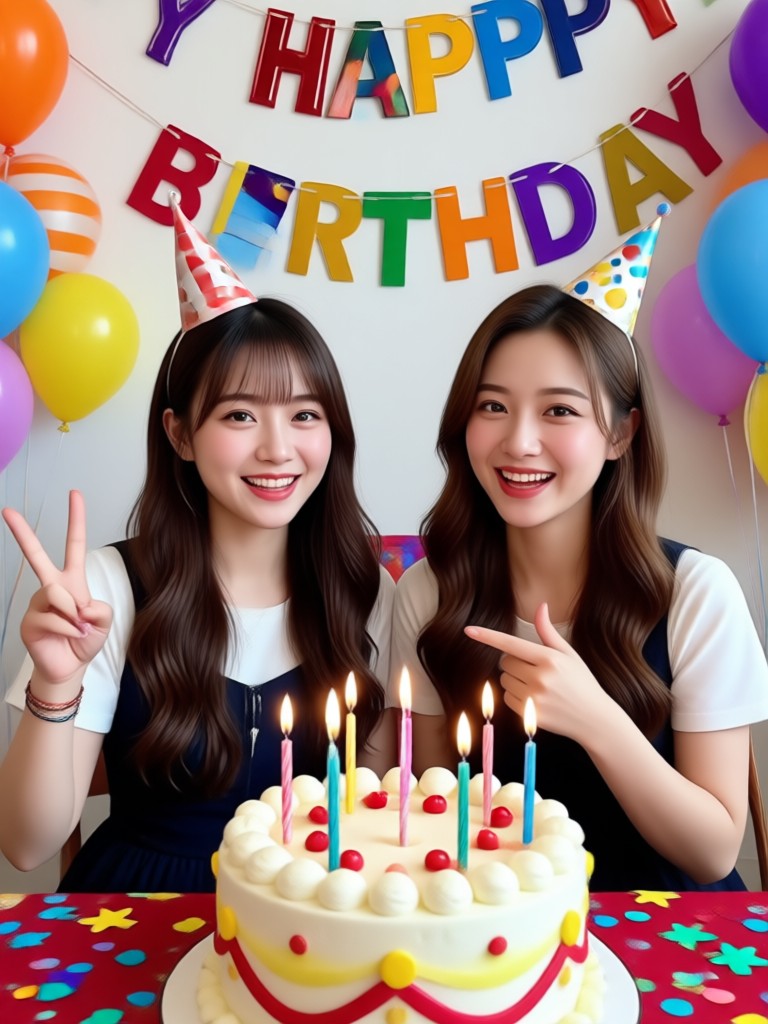 Anime style girlfriend birthday tribute with cute characters