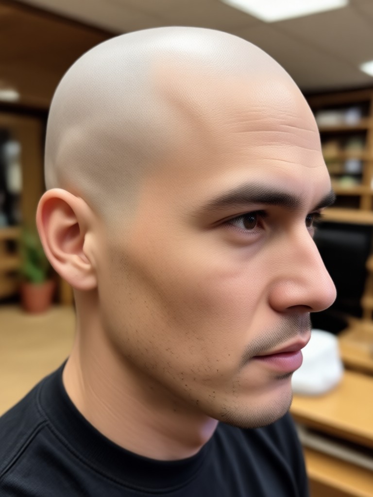 AI bald filter on young man with beard