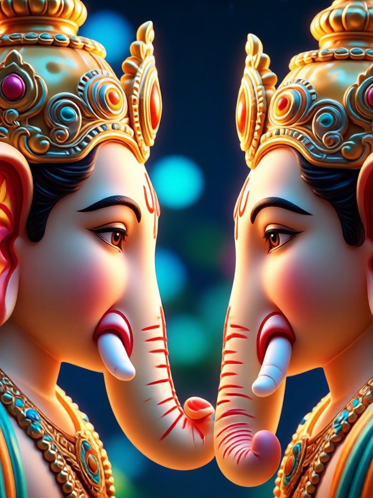 गणेश से मोदक प्राप्त करते हुए एआई फोटो