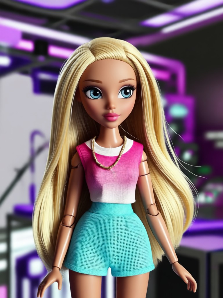 AI Bratz doll with bold lipstick