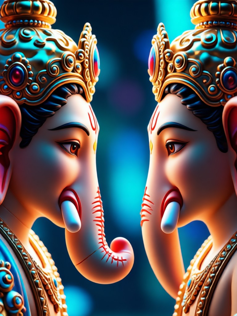 Realistic lighting Ganpati face merge