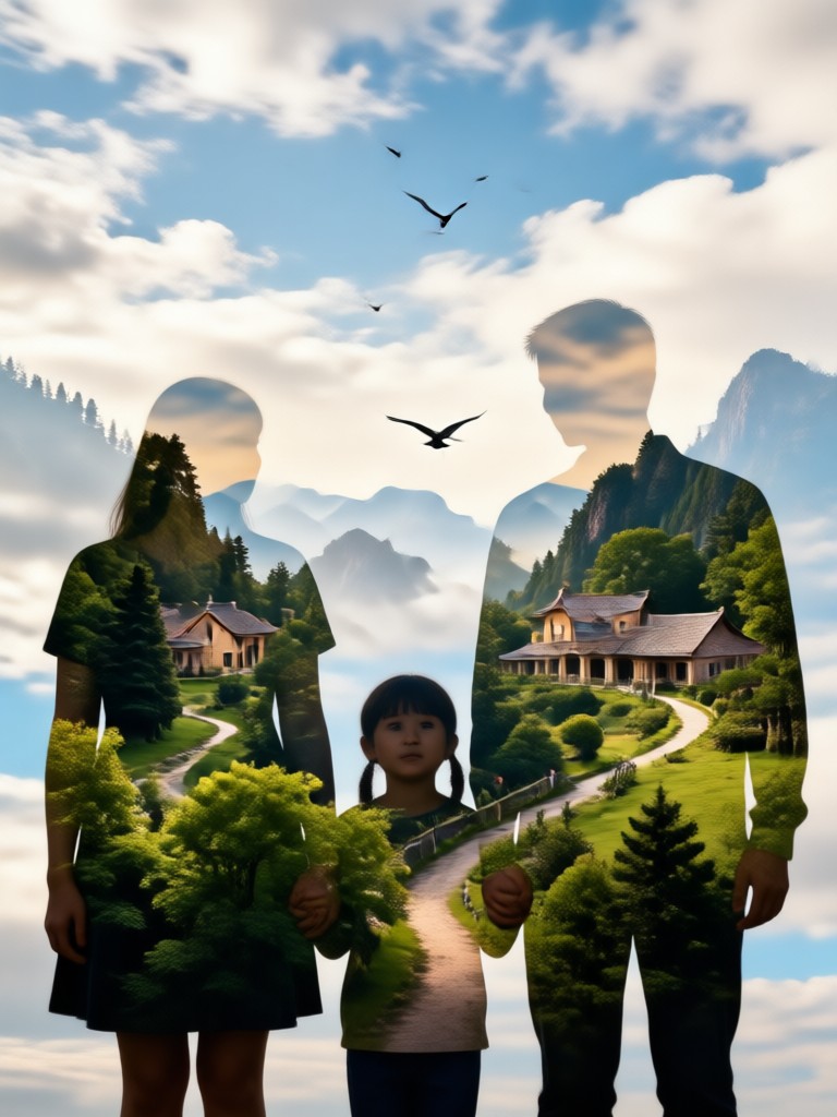 AI Family Double Exposure Photo Example