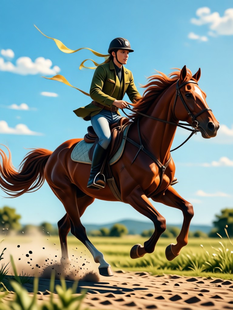 Beach sunset horse ride AI generated video