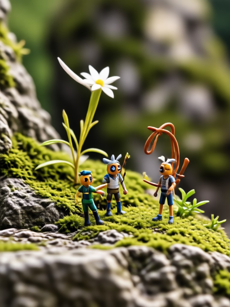 Tiny world effect on a beach scene with miniature people