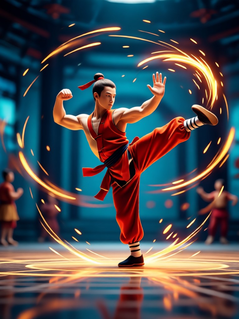 Person in streetwear performing urban kungfu moves