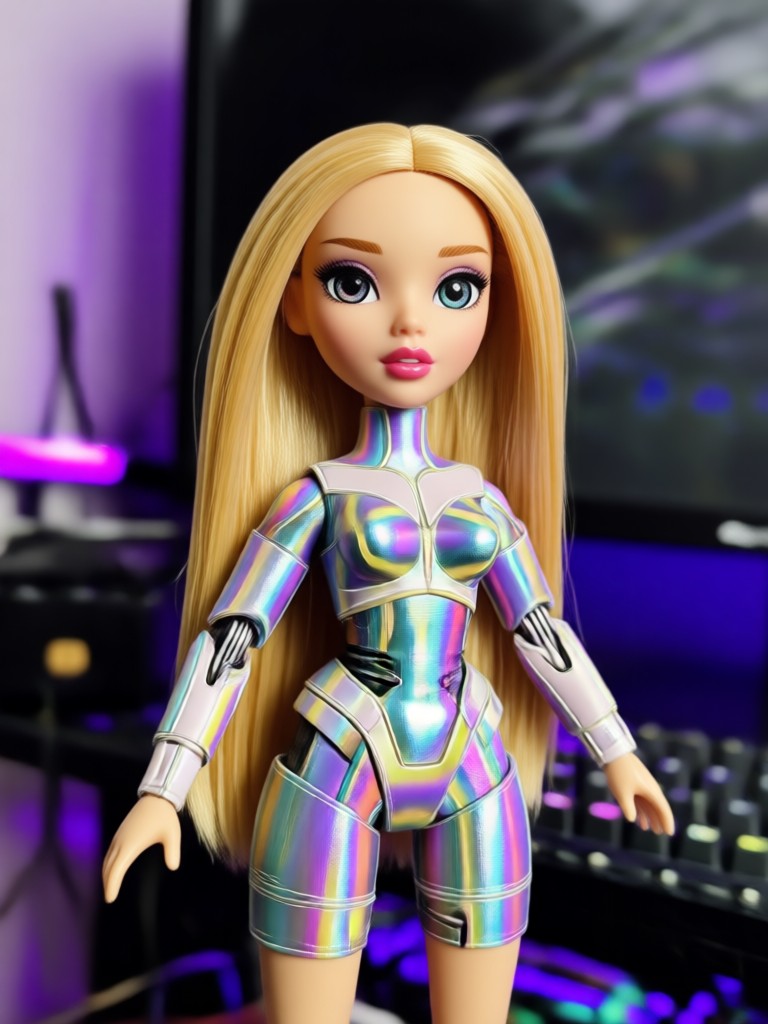 AI Bratz doll with blue eyeshadow