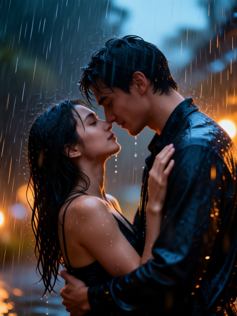 Animated romantic couple embrace video