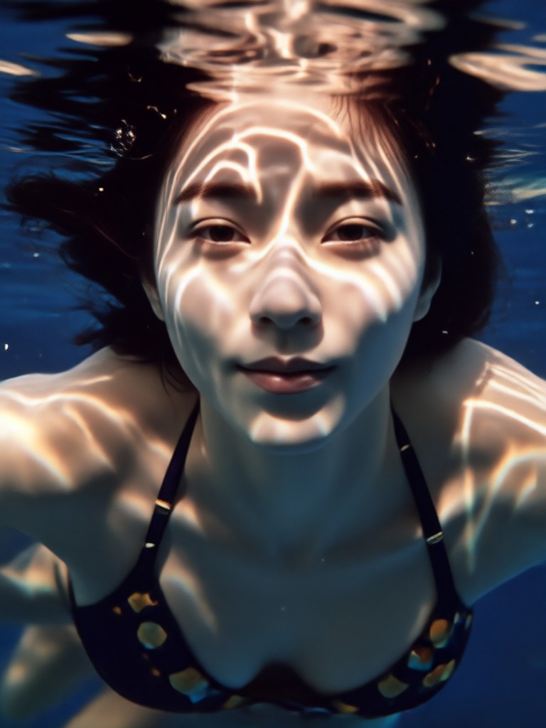 Playful underwater couple portrait with bubbles