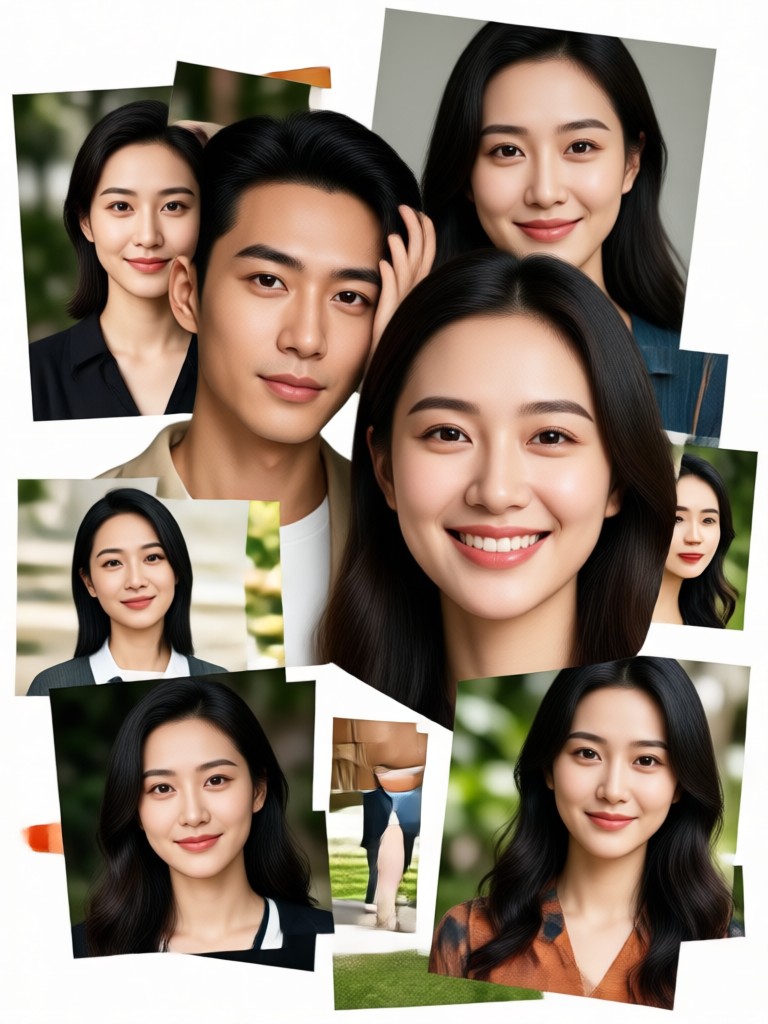 Travel photo mosaic collage of a couple