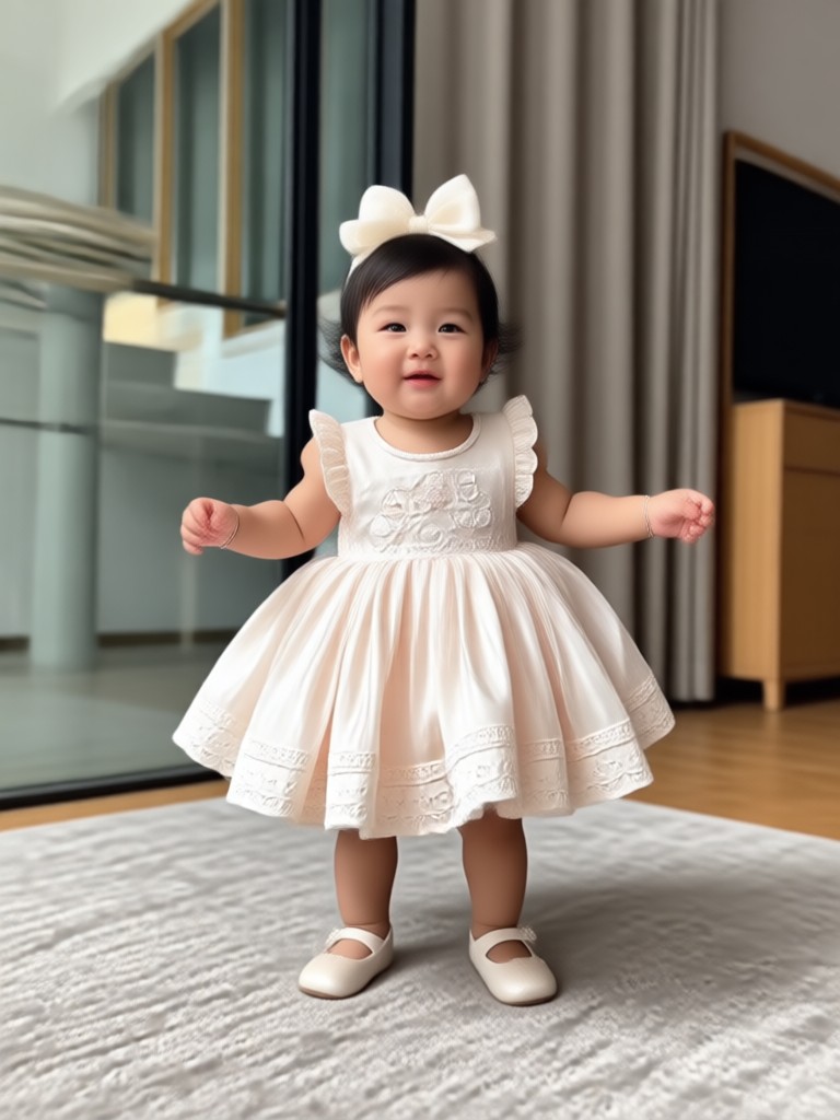 Twin babies dancing in matching outfits