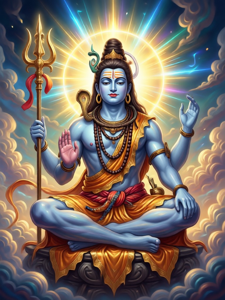 AI Shiva in meditation with glowing third eye