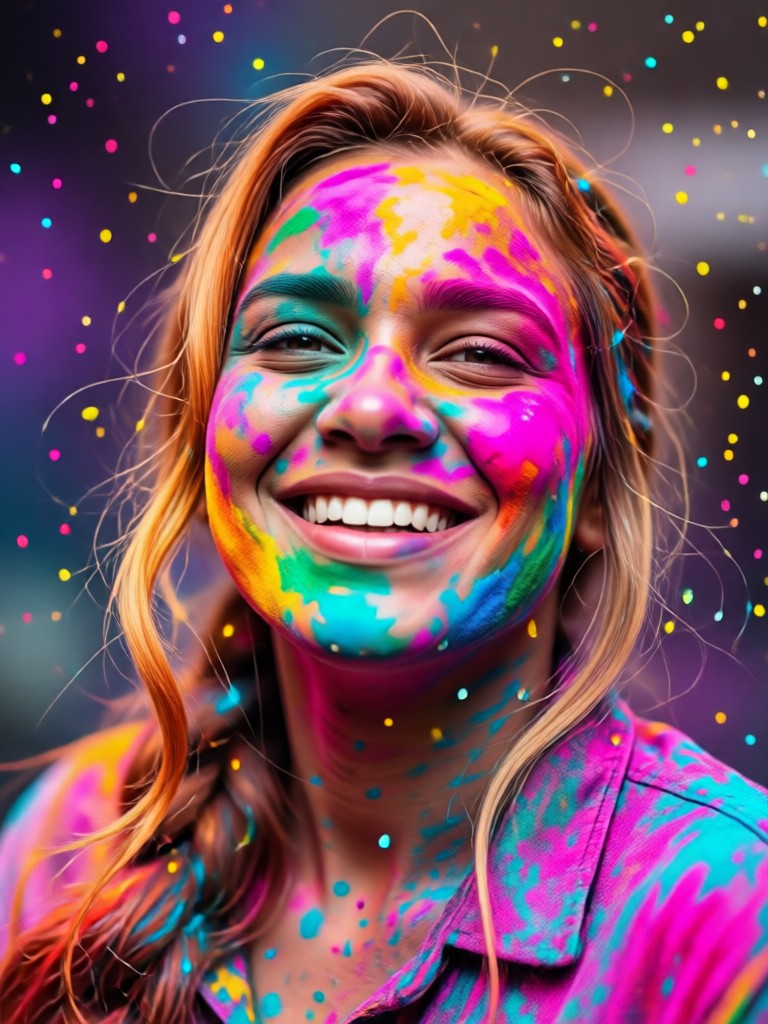 AI Holi edit with vibrant rainbow powder