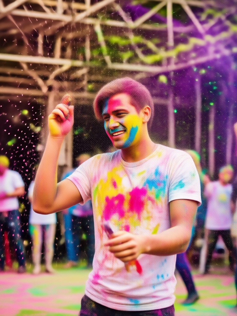 AI generated festive Holi dance moment