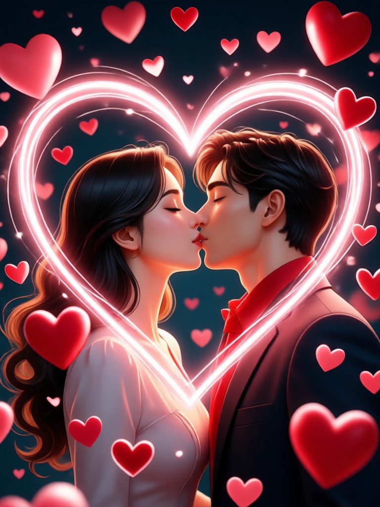 Realistic portrait with AI kiss