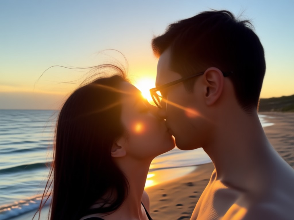Beach kiss video formatted for social media