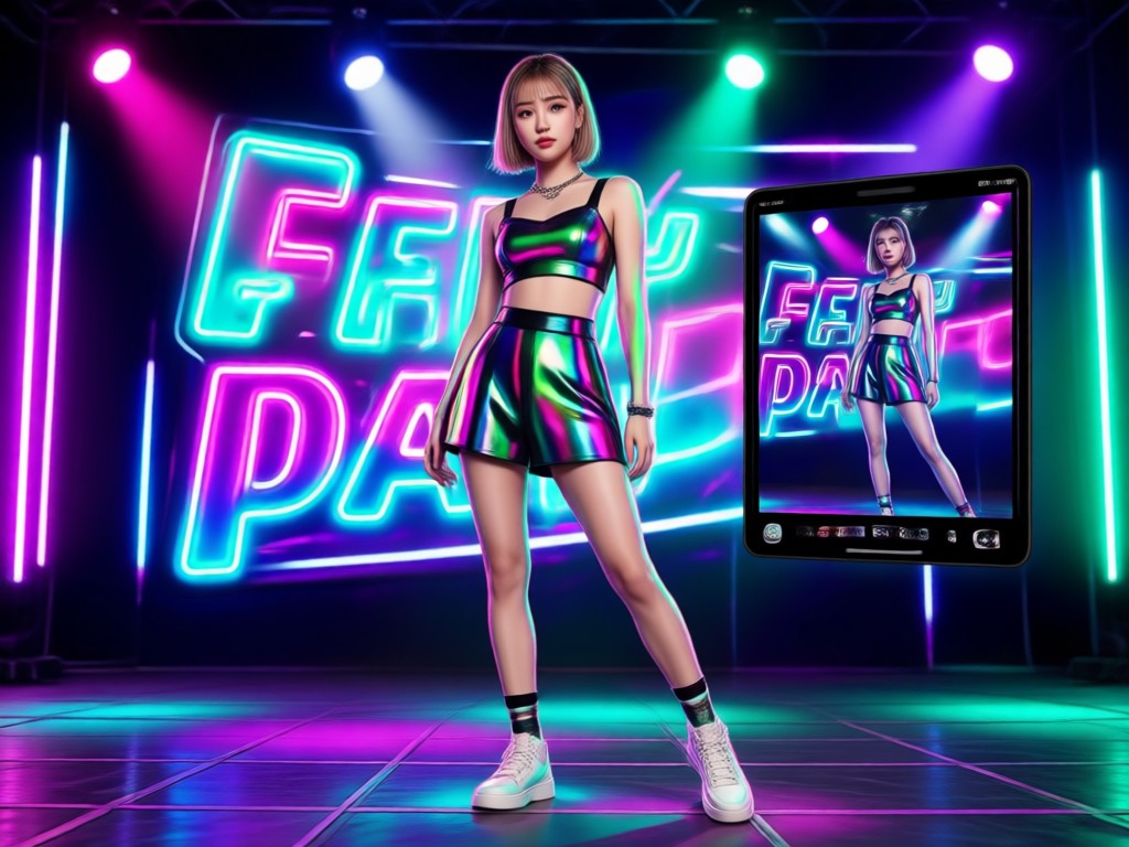 Close up detail tinggi wajah K-Pop idol hasil AI
