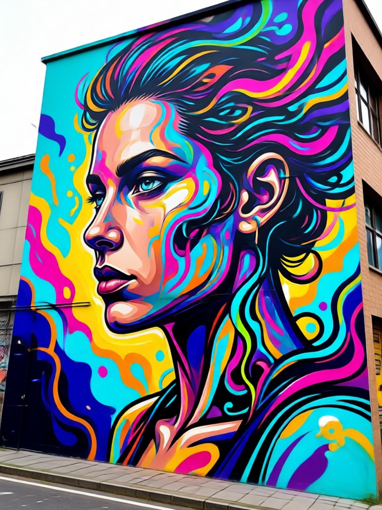 Ocean wave AI generated mural