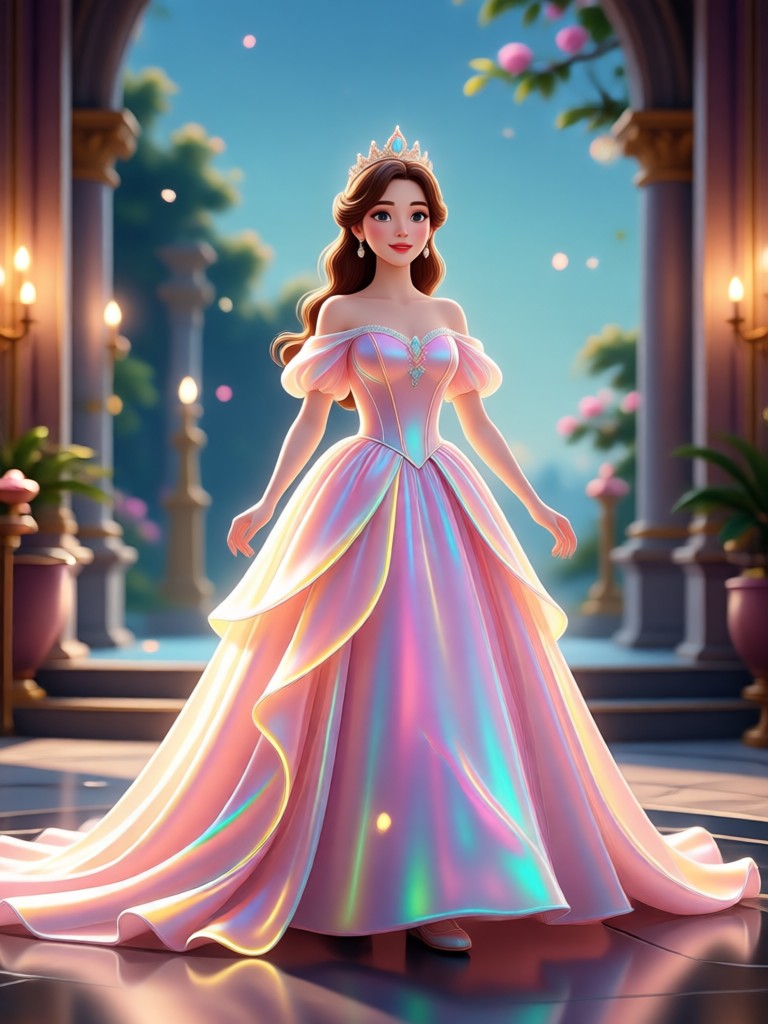 Royal wedding dress change transformation created with AI