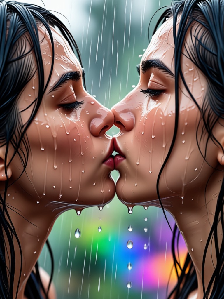 Dreamy atmosphere added to a kiss animation