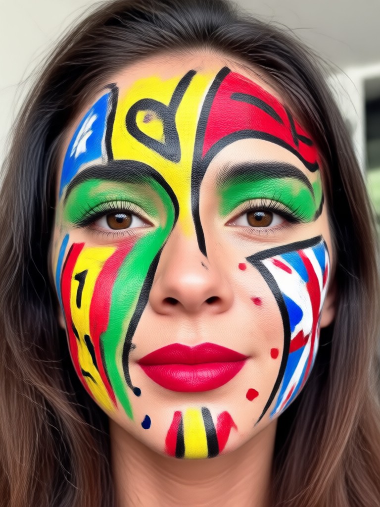 Argentinian blue and white stripes face paint