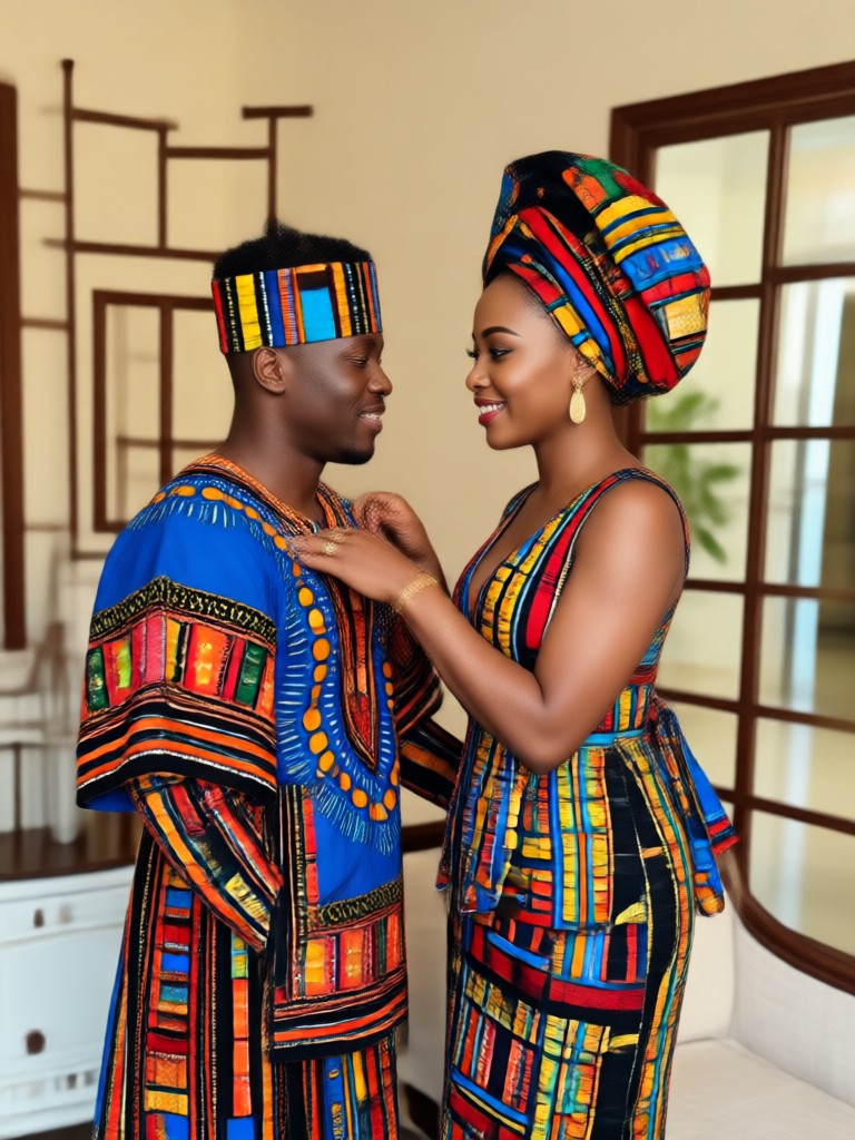 Elder couple in classic traditional attire, AI generated
