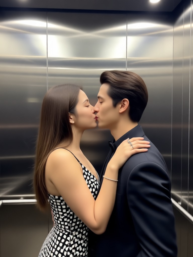 Office building elevator romance