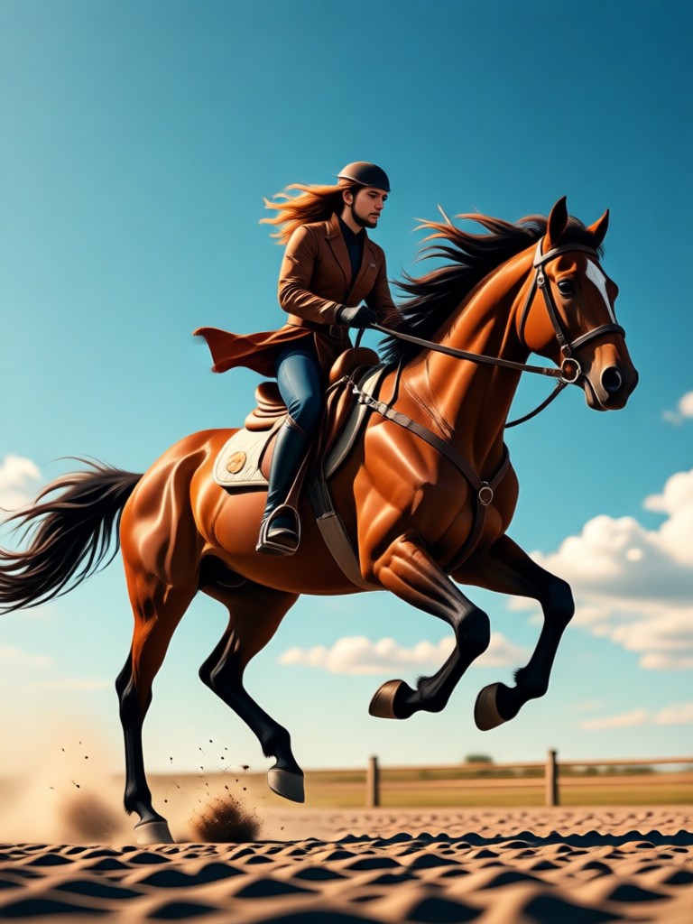 Jumping over fence equestrian AI