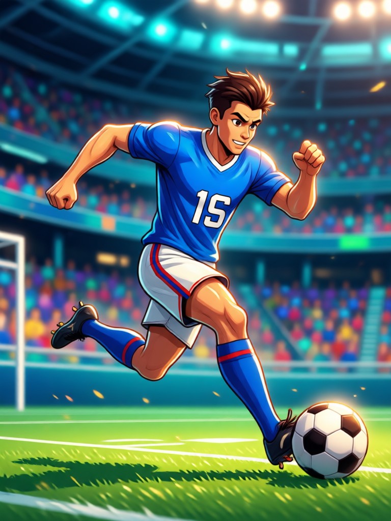 3D clay style soccer player model