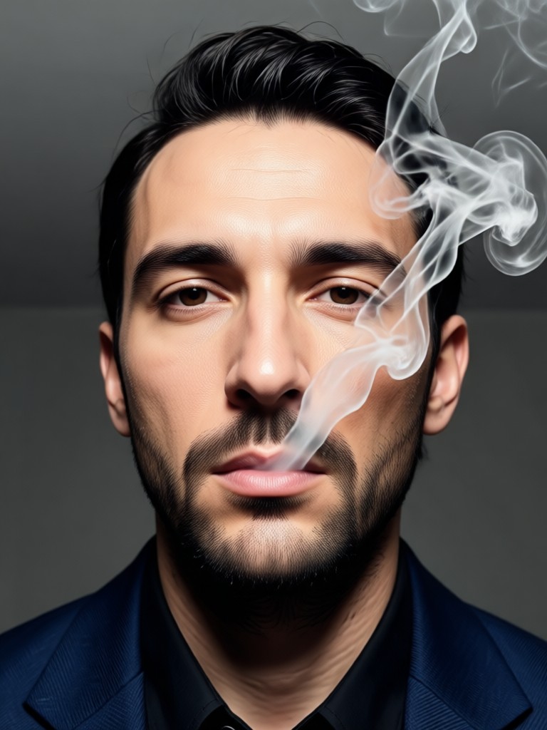 Phone screen showing a smoke portrait being created in the filtergo app