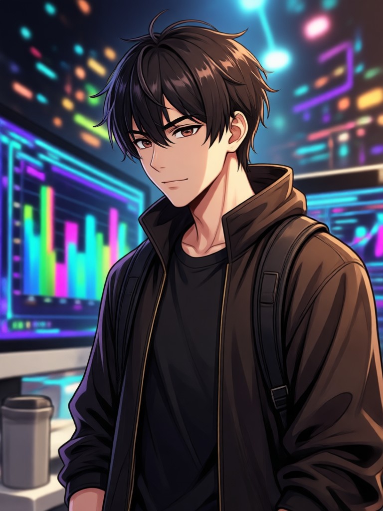 Retro 90s anime style character