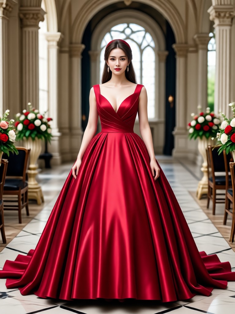 Group photo transformed with red wedding dresses